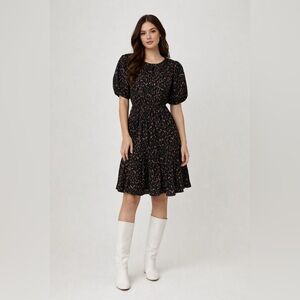 Rails Khloe Savannah Animal Print Gathered Neck Dress Size Small‎